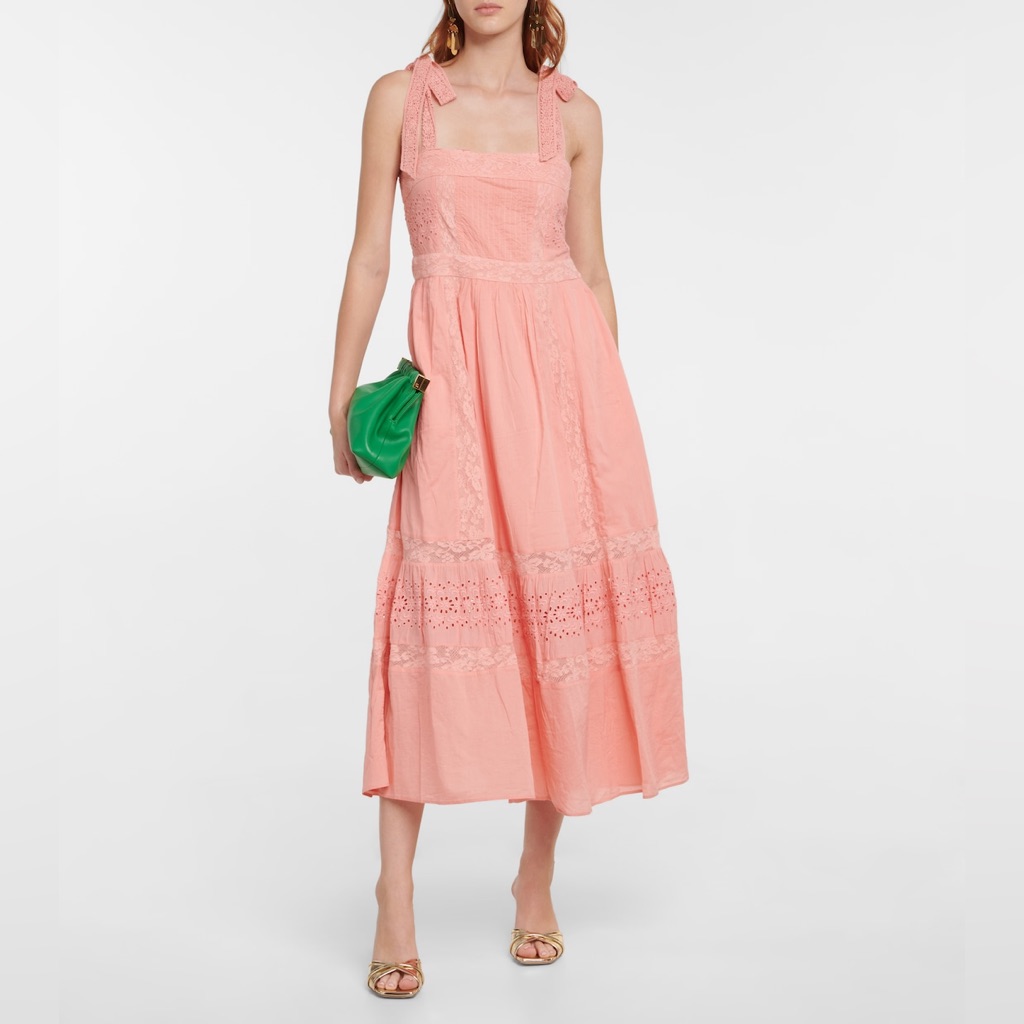 Nwt Lveshackfancy Ayala Peach Blossom Eyelet Maxi Dress